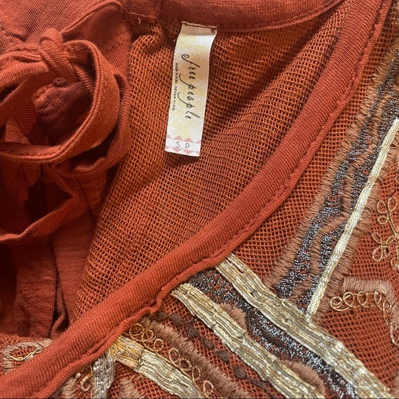 Free People Embroidered Sleeveless Burnt Orange Tank - Picture 6 of 6